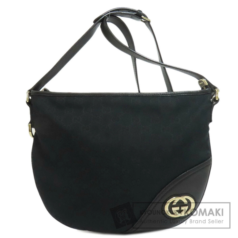 Gucci Black GG Canvas Britt Half Moon Shoulder Bag